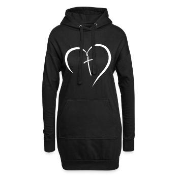 Herz Kreuz Gott Bibel Glaube Kirche Jesus - Hoodie-Kleid - Schwarz - Vorne