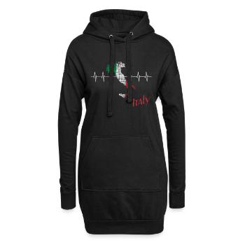 Italy heartbeat Italien - Hoodie-Kleid - Schwarz - Vorne