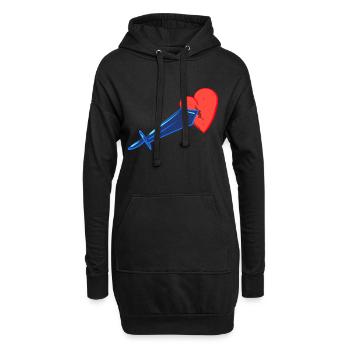 gebrochenes herz schwert liebeskummer - Hoodie-Kleid - Schwarz - Vorne