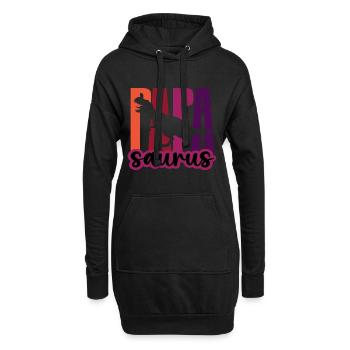 Papasaurus Fête des Pères Dinosaure T-Rex Idée Cadeau - Sweat-shirt à capuche long Femme - noir - Devant