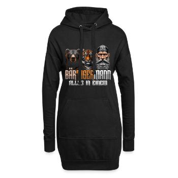 Bärtigermann Bär Tiger Mann Geschenk Bart Sprüche - Hoodie-Kleid - Schwarz - Vorne