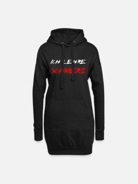 Ich lehre Schmerz - Hoodie-Kleid - Schwarz