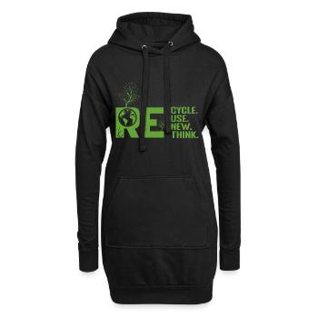 ReCycle ReUse ReNew ReThink - Hoodie-Kleid - Schwarz - Vorne