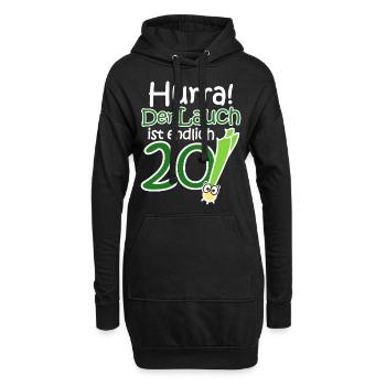 20. Geburtstag Lauch Lustiger Spruch Hurra! - Hoodie-Kleid - Schwarz - Vorne