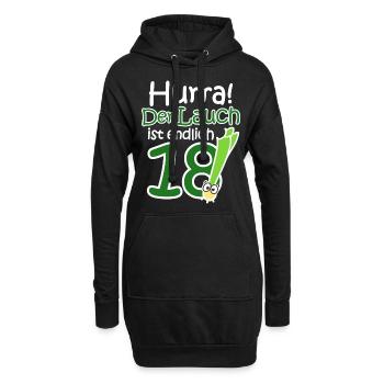 18. Geburtstag Lauch Lustiger Spruch Hurra! - Hoodie-Kleid - Schwarz - Vorne