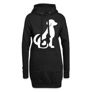 Chien et chat ensemble! Pet Love - chat et chien - Sweat-shirt à capuche long Femme - noir - Devant