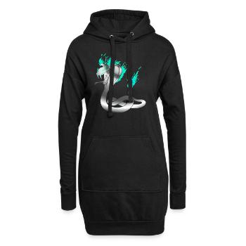 Serpent cobra avec feu bleu et effet métal - Sweat-shirt à capuche long Femme - noir - Devant