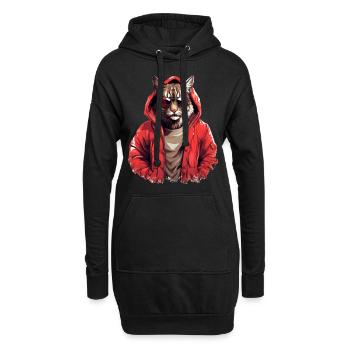 Style de rue lynx | Amoureux du lynx - Sweat-shirt à capuche long Femme - noir - Devant
