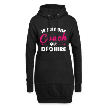 Je suis une coach qui déchire - Sweat-shirt à capuche long Femme - noir - Devant