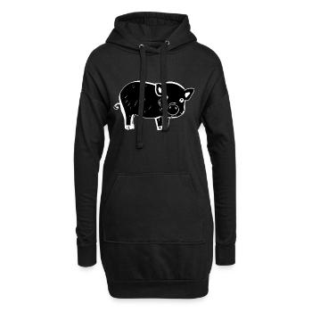 Schwein Symbol Tier Baby kontrast - Hoodie-Kleid - Schwarz - Vorne