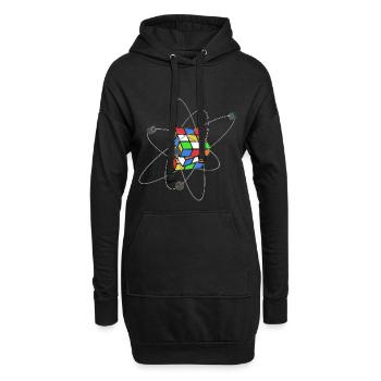 Würfel - Hoodie-Kleid - Schwarz - Vorne