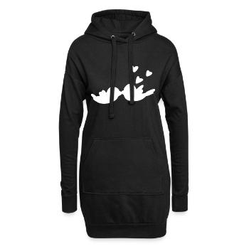 Saint-Valentin Couple Cœurs d’oiseaux Amour - Sweat-shirt à capuche long Femme - noir - Devant