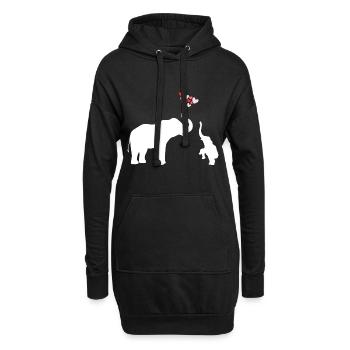 Niedlicher Elefant Mama Herz Kinder Familie Mutter - Hoodie-Kleid - Schwarz - Vorne
