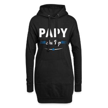 Papy au top Cadeau drôle de grand-père - Sweat-shirt à capuche long Femme - noir - Devant