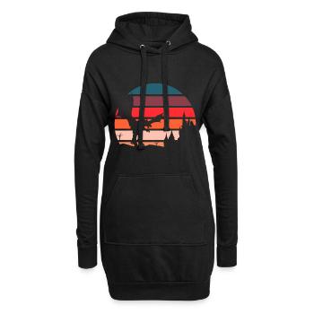 Retro Drache - Fantasy 80er 90er Vintage Design - Hoodie-Kleid - Schwarz - Vorne