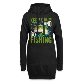 Keep Calm And Go Fishing Funny Bass Fishing - Hoodie-Kleid - Schwarz - Vorne