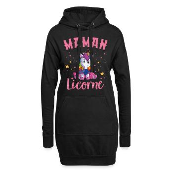 Maman Licorne Femme Cadeau - Sweat-shirt à capuche long Femme - noir - Devant