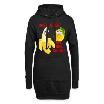 Vegane Banane und Zitrone Witzig Zitrone ist Sauer - Hoodie-Kleid - Schwarz - Vorne