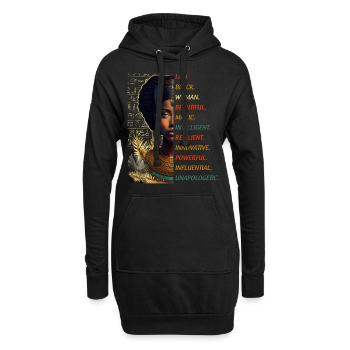 Belle Femme Noire Egypte Femme Fière Et Forte - Sweat-shirt à capuche long Femme - noir - Devant