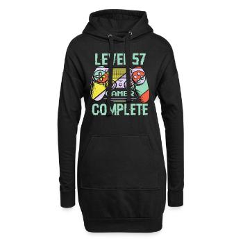 Level 57 Abschließen 57 Jahre Spieler Level 57 Abgeschlossen - Hoodie-Kleid - Schwarz - Vorne