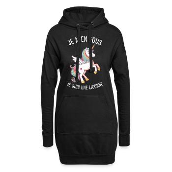 Je M'en Fous Je suis Une Licorne - Sweat-shirt à capuche long Femme - noir - Devant