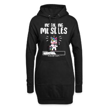 Lustiges süßes Einhorn Workout Gym Fitness Einhorn - Hoodie-Kleid - Schwarz - Vorne