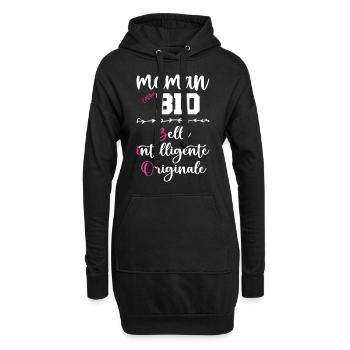 Cadeau maman personnalisé humour fête des mères - Sweat-shirt à capuche long Femme - noir - Devant