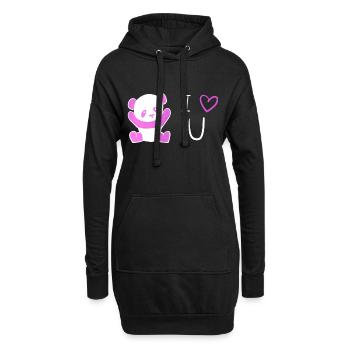pinker panda ich liebe dich - Hoodie-Kleid - Schwarz - Vorne