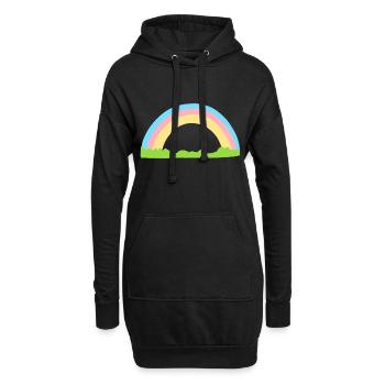 regenbogen symbol form grass linie - Hoodie-Kleid - Schwarz - Vorne