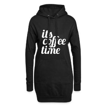 Le temps de café - Sweat-shirt à capuche long Femme - noir - Devant