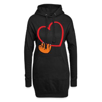 Sloth Valentines Day, Womens Sloths Valentine Hear - Hoodie-Kleid - Schwarz - Vorne