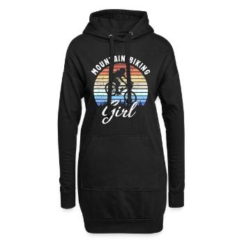 Mountainbike-Mädchen Retro Sonnenuntergang Geschenk - Hoodie-Kleid - Schwarz - Vorne