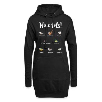 Cadeau d’observation d’oiseau d’ornithologie de seins gentils - Sweat-shirt à capuche long Femme - noir - Devant