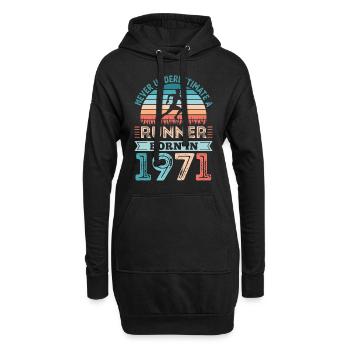 Runner né en 1971 50e anniversaire Cadeau Running Dad - Sweat-shirt à capuche long Femme - noir - Devant