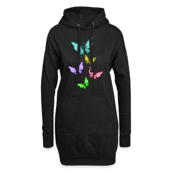 Cute Colorful Butterflies Vintage Butterfly - Sweat-shirt à capuche long Femme - noir - Devant