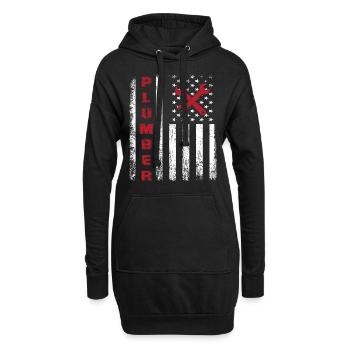 Proud plumber design for american patriots - Sweat-shirt à capuche long Femme - noir - Devant