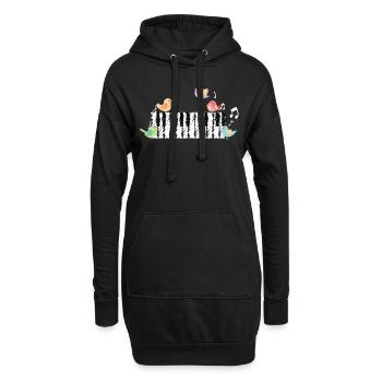 Klavier Musik Piano Vogel Gesang Tastatur Geschenk - Hoodie-Kleid - Schwarz - Vorne