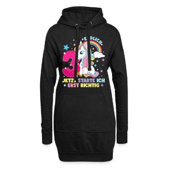 3. Geburtstag Mädchen kleid deko ich bin endlich 3 - Hoodie-Kleid - Schwarz - Vorne