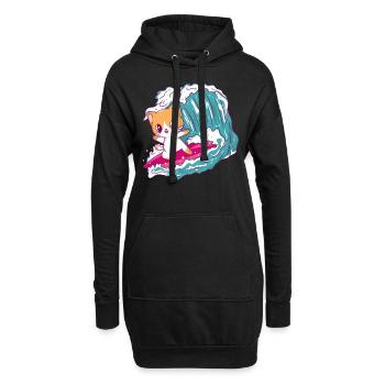 Anime Surfing Kids Kiteboard Surf Kitesurfer - Hoodie-Kleid - Schwarz - Vorne