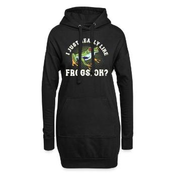 Frosch Geschenk, Amphibien, Süßer Frosch - Hoodie-Kleid - Schwarz - Vorne
