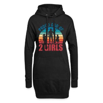 Fier papa de 2 filles Fête des pères Fille Papa Cadeau - Sweat-shirt à capuche long Femme - noir - Devant