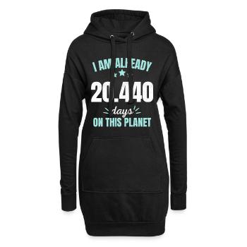 Déjà 20440 Jours sur Cette Planète 56ème Anniversaire - Sweat-shirt à capuche long Femme - noir - Devant