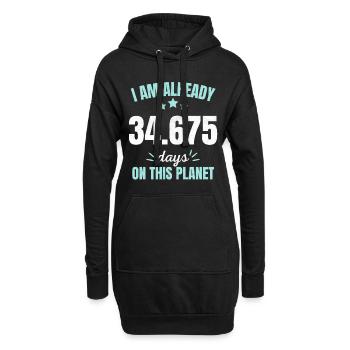 Déjà 34675 jours sur cette planète 95e anniversaire - Sweat-shirt à capuche long Femme - noir - Devant