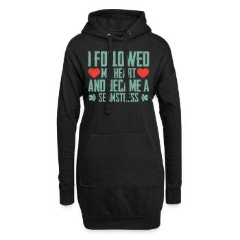 J’ai suivi mon cœur devenir couturière - Sweat-shirt à capuche long Femme - noir - Devant
