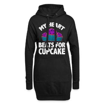 My Heart Beats For Cupcake - Hoodie-Kleid - Schwarz - Vorne