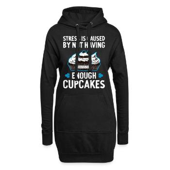 Stress Is Caused By Not Enough Cupcakes - Hoodie-Kleid - Schwarz - Vorne