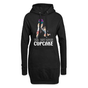 Ce garçon aime le cupcake - Sweat-shirt à capuche long Femme - noir - Devant