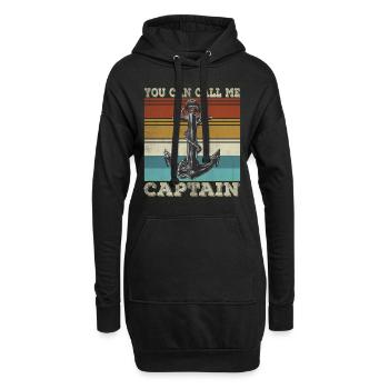 Drôle de capitaine Voilier Humour Ancre Marin - Sweat-shirt à capuche long Femme - noir - Devant