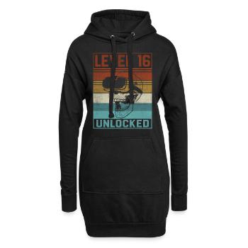 Boy 16th Birthday Gamer - Hoodie-Kleid - Schwarz - Vorne