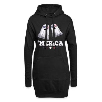 Ghosts Merica 4 juillet Drapeau américain USA - Sweat-shirt à capuche long Femme - noir - Devant
